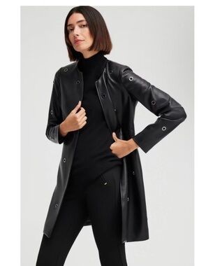 Chico’s Faux Leather Grommet Coat